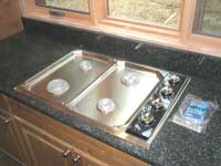 Wolf cooktop set in the kitchen counter